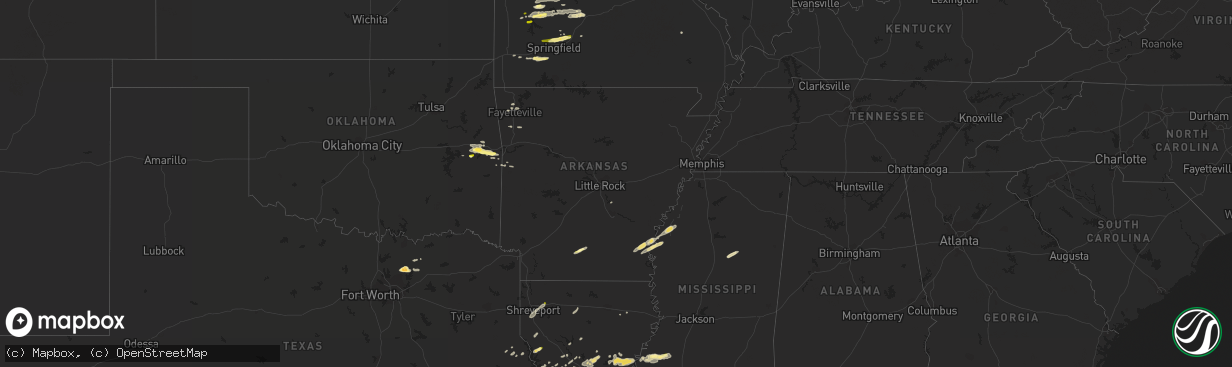 Hail map in Arkansas on March 27, 2014