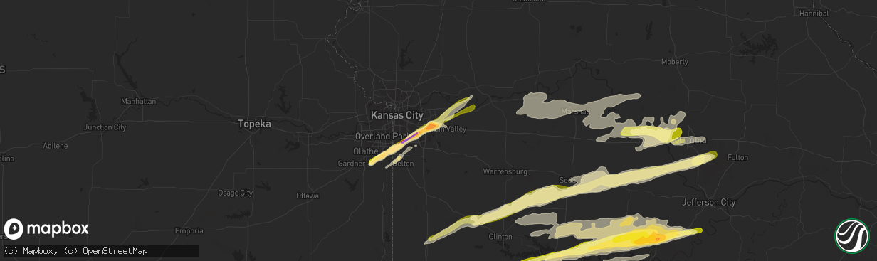 Hail map in Blue Springs, MO on March 27, 2014