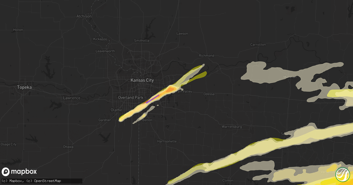 Hail map in Blue Springs, MO on March 27, 2014