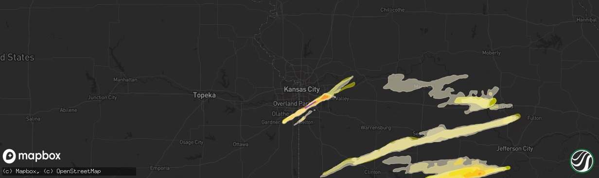 Hail map in Kansas City, MO on March 27, 2014