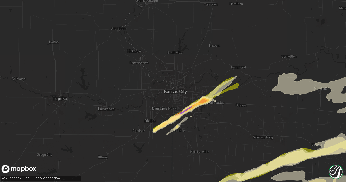 Hail map in Kansas City, MO on March 27, 2014