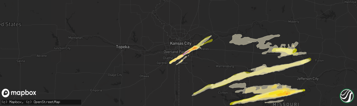 Hail map in Leawood, KS on March 27, 2014