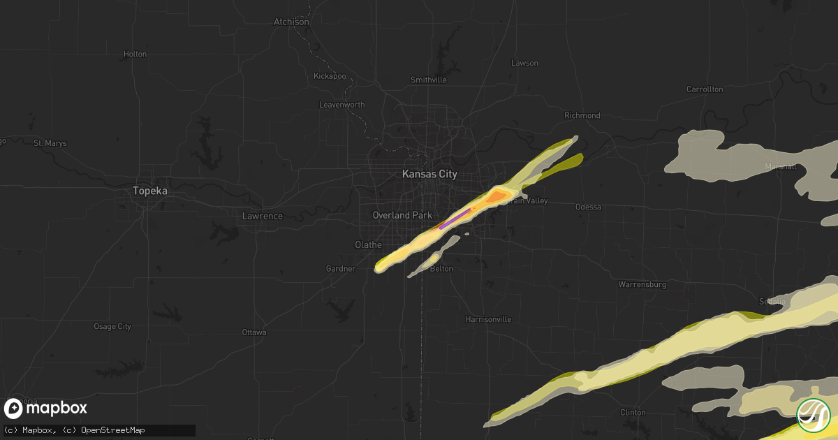 Hail map in Leawood, KS on March 27, 2014