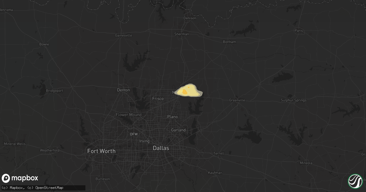 Hail map in Mckinney, TX on March 27, 2014