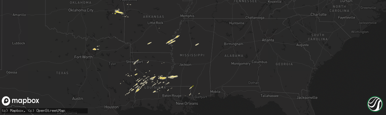 Hail map in Mississippi on March 27, 2014