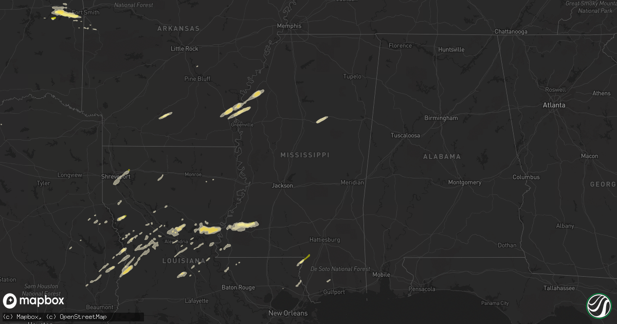 Hail map in Mississippi on March 27, 2014