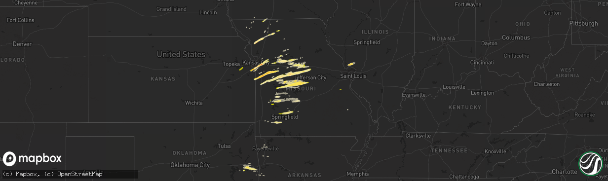 Hail map in Missouri on March 27, 2014