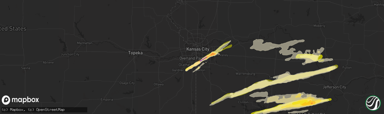 Hail map in Overland Park, KS on March 27, 2014