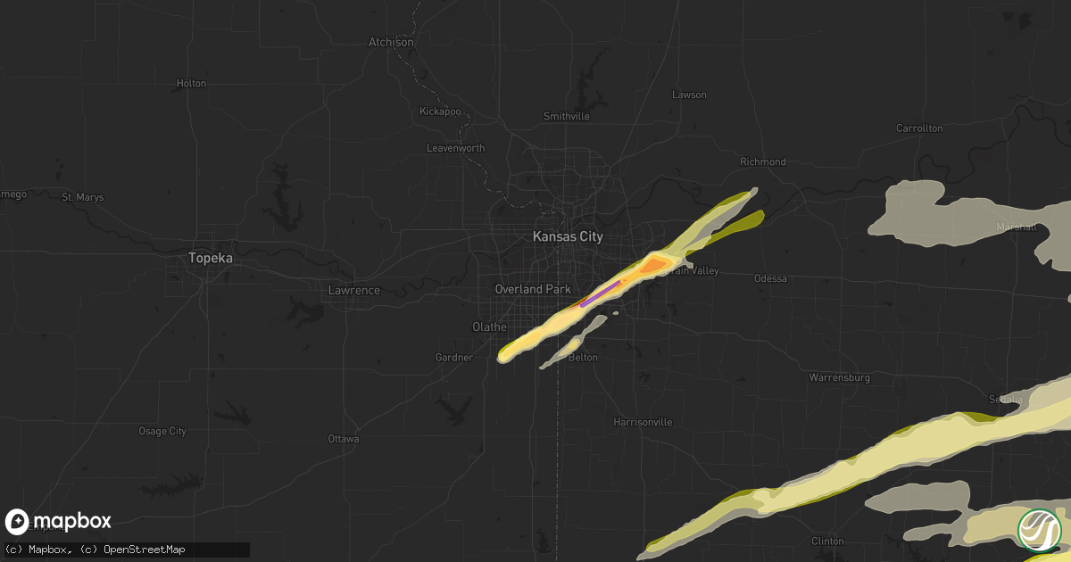 Hail map in Overland Park, KS on March 27, 2014