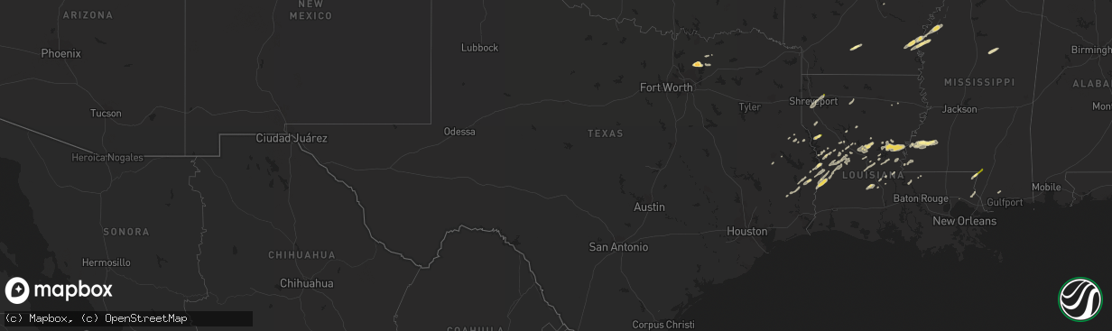 Hail map in Texas on March 27, 2014