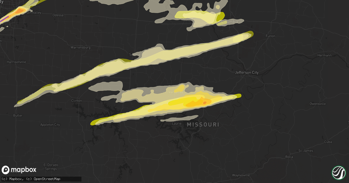 Hail map in Versailles, MO on March 27, 2014