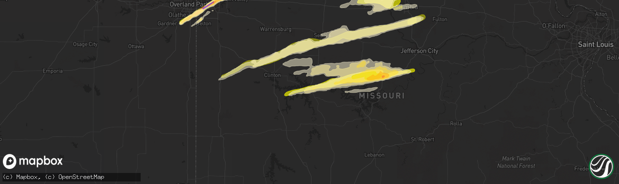 Hail map in Warsaw, MO on March 27, 2014