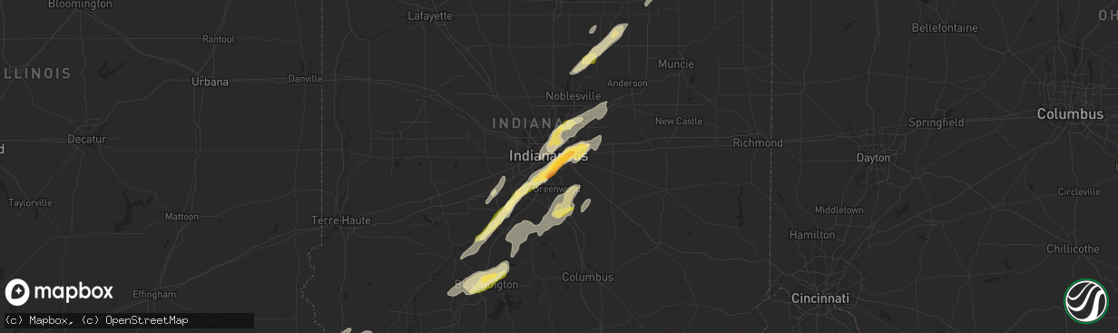 Hail map in Beech Grove, IN on March 27, 2016