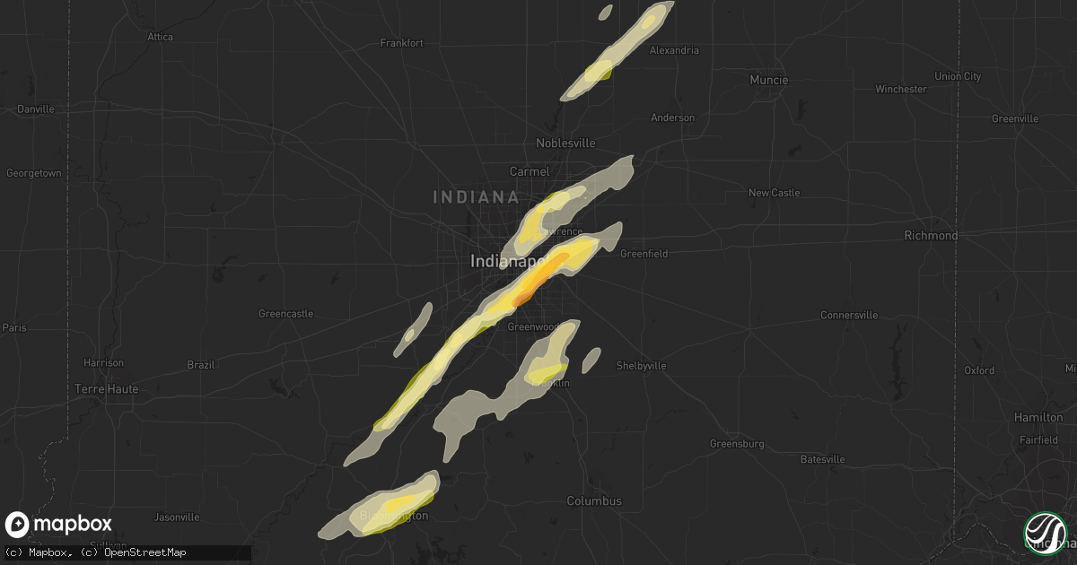 Hail map in Beech Grove, IN on March 27, 2016