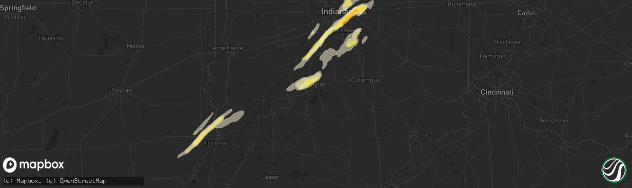 Hail map in Bloomington, IN on March 27, 2016