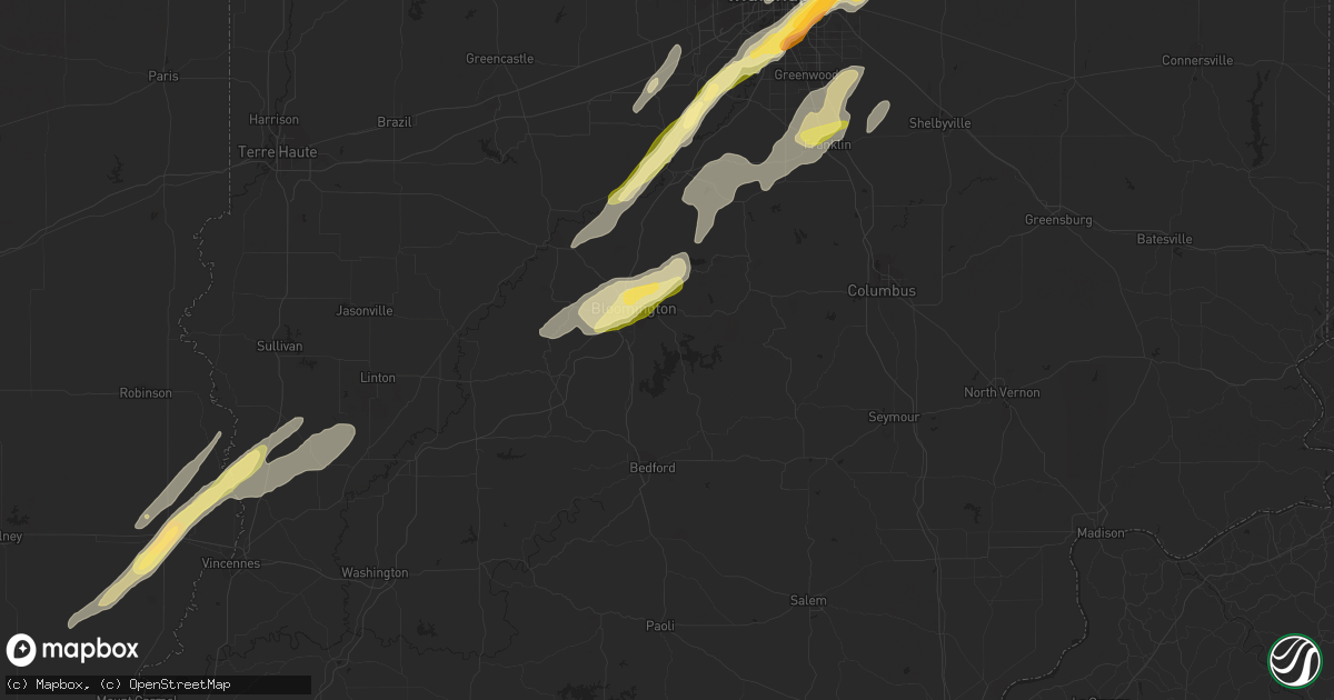 Hail map in Bloomington, IN on March 27, 2016