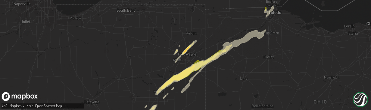 Hail map in Fort Wayne, IN on March 27, 2016