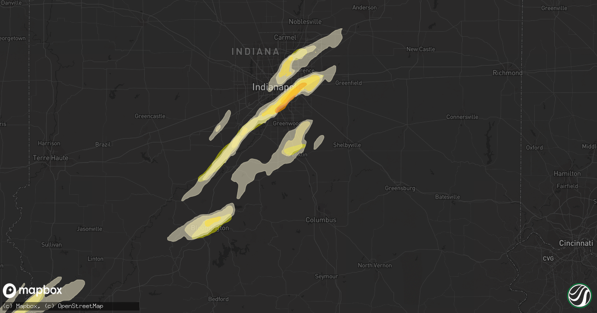 Hail map in Franklin, IN on March 27, 2016