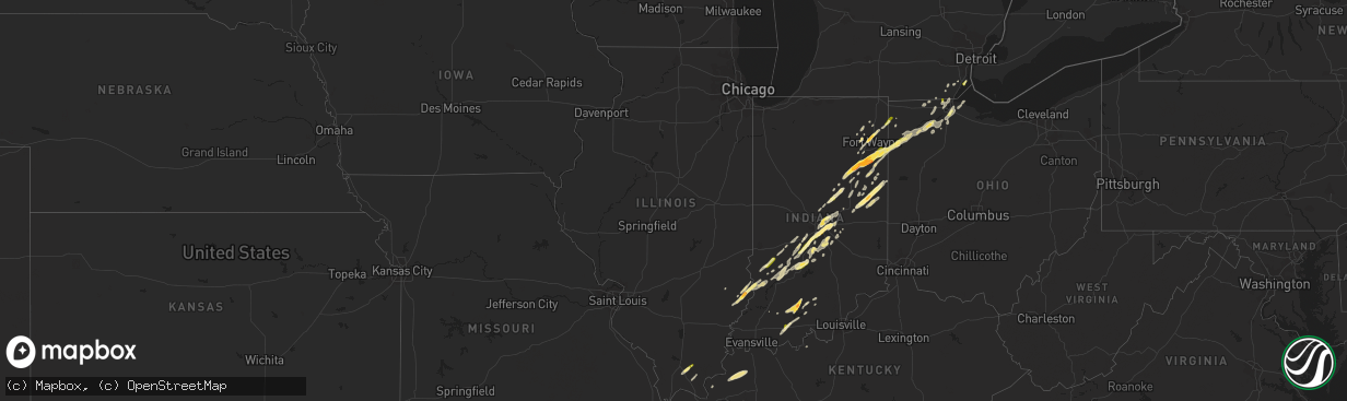 Hail map in Illinois on March 27, 2016