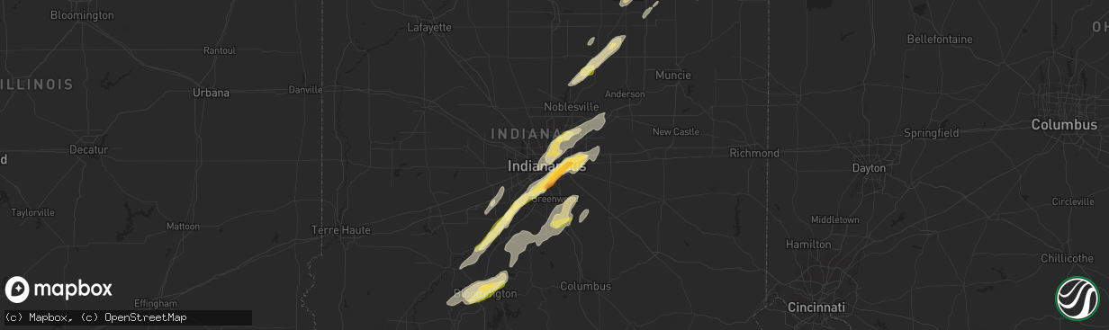 Hail map in Indianapolis, IN on March 27, 2016