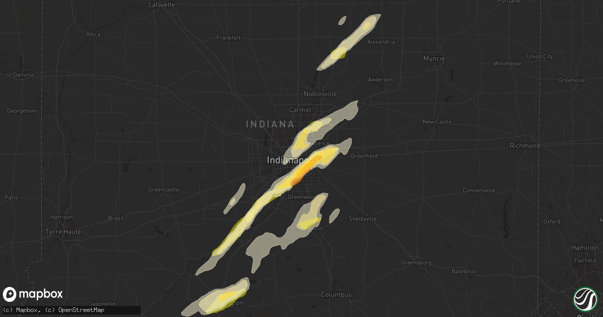 Hail map in Indianapolis, IN on March 27, 2016