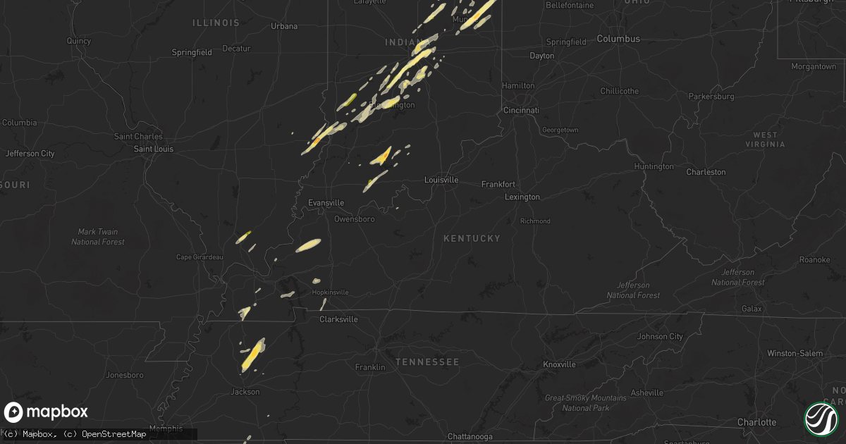 Hail map in Kentucky on March 27, 2016