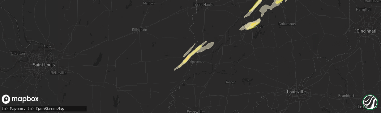 Hail map in Lawrenceville, IL on March 27, 2016