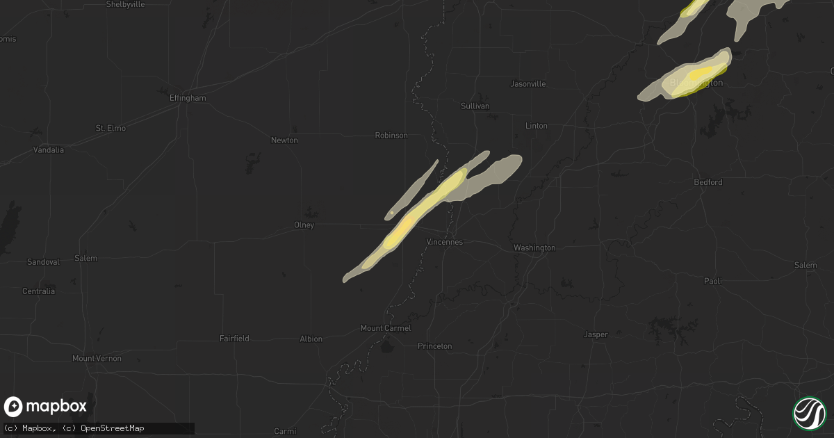 Hail map in Lawrenceville, IL on March 27, 2016