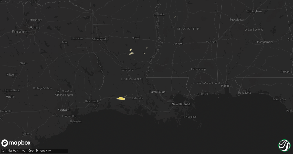 Hail map in Louisiana on March 27, 2016