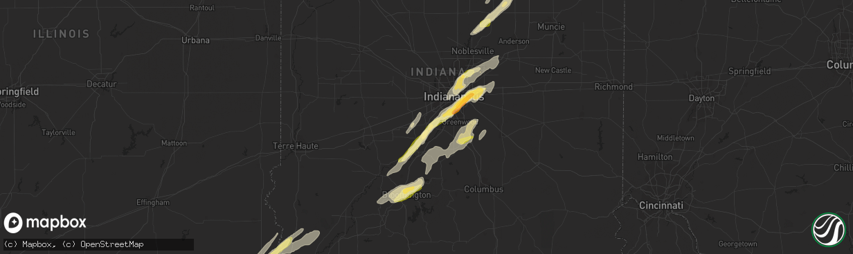 Hail map in Mooresville, IN on March 27, 2016