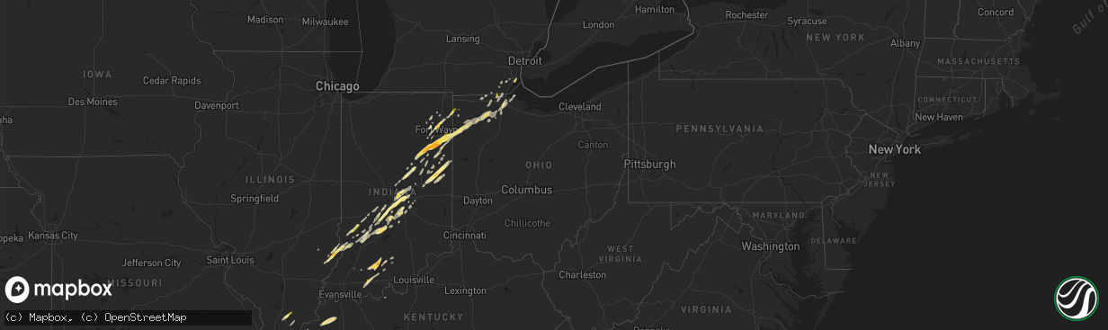 Hail map in Ohio on March 27, 2016