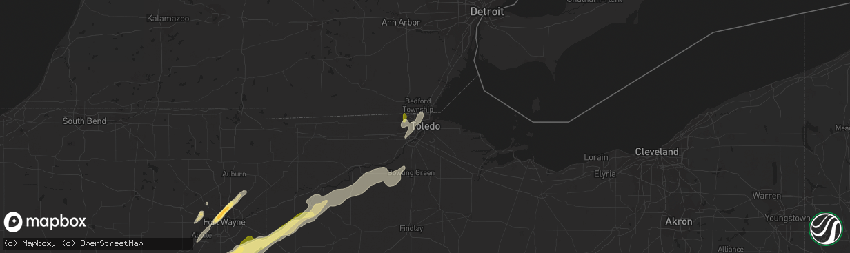 Hail map in Toledo, OH on March 27, 2016