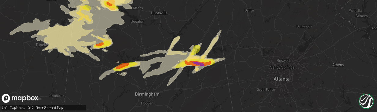 Hail map in Attalla, AL on March 27, 2017