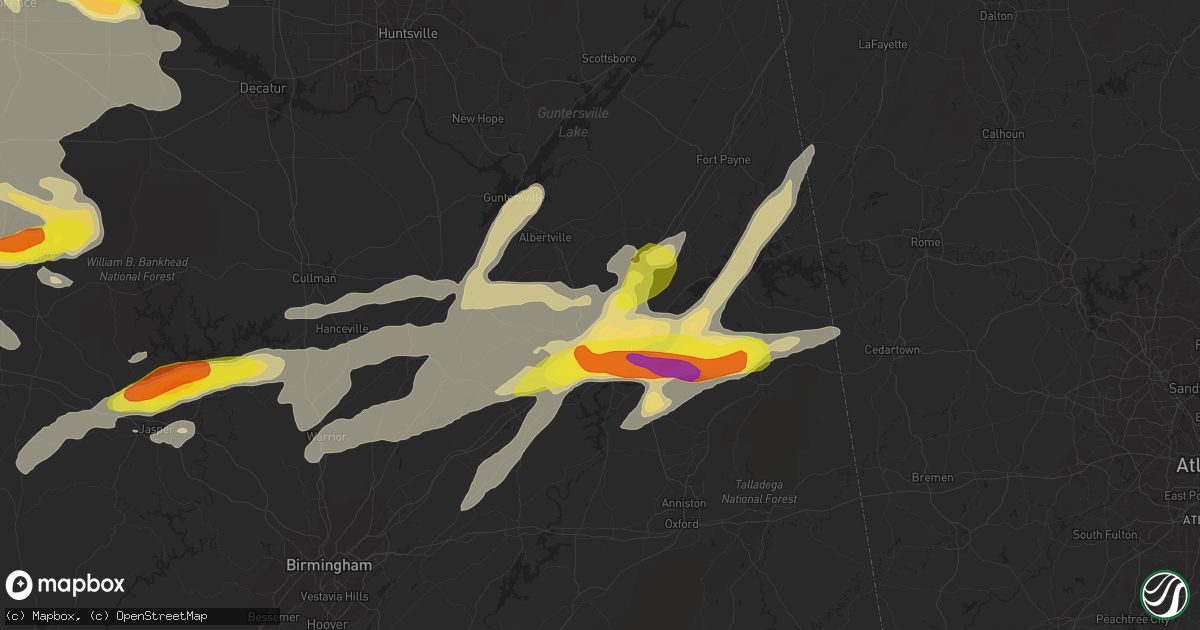 Hail map in Attalla, AL on March 27, 2017