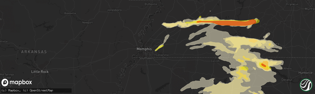 Hail map in Cordova, TN on March 27, 2017