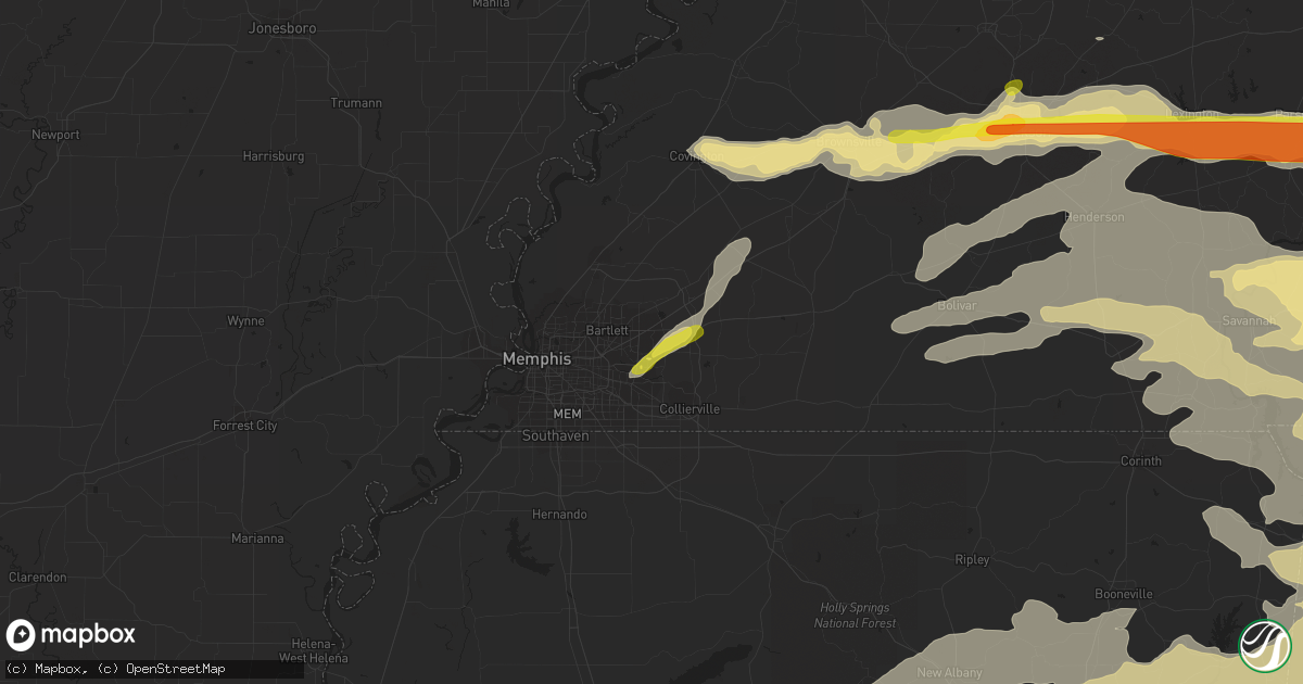 Hail map in Cordova, TN on March 27, 2017