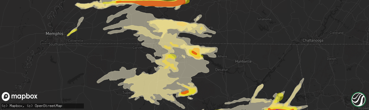 Hail map in Florence, AL on March 27, 2017