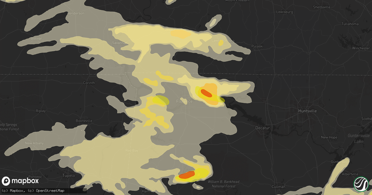 Hail map in Florence, AL on March 27, 2017