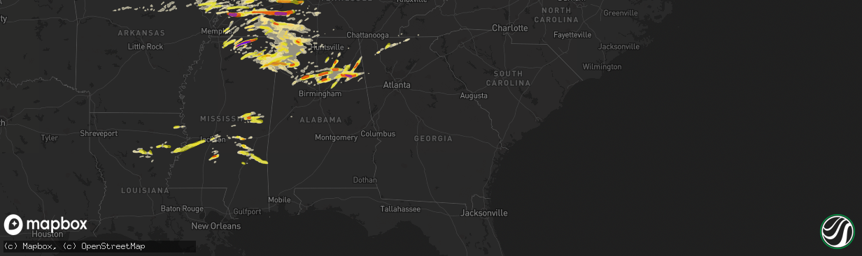 Hail map in Georgia on March 27, 2017