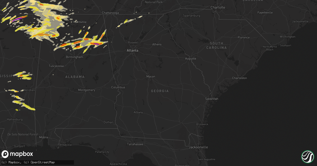 Hail map in Georgia on March 27, 2017