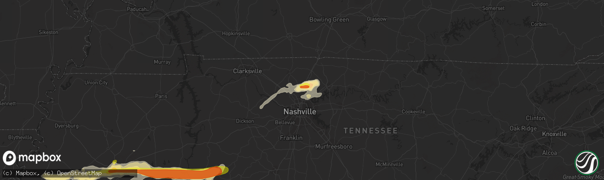 Hail map in Goodlettsville, TN on March 27, 2017