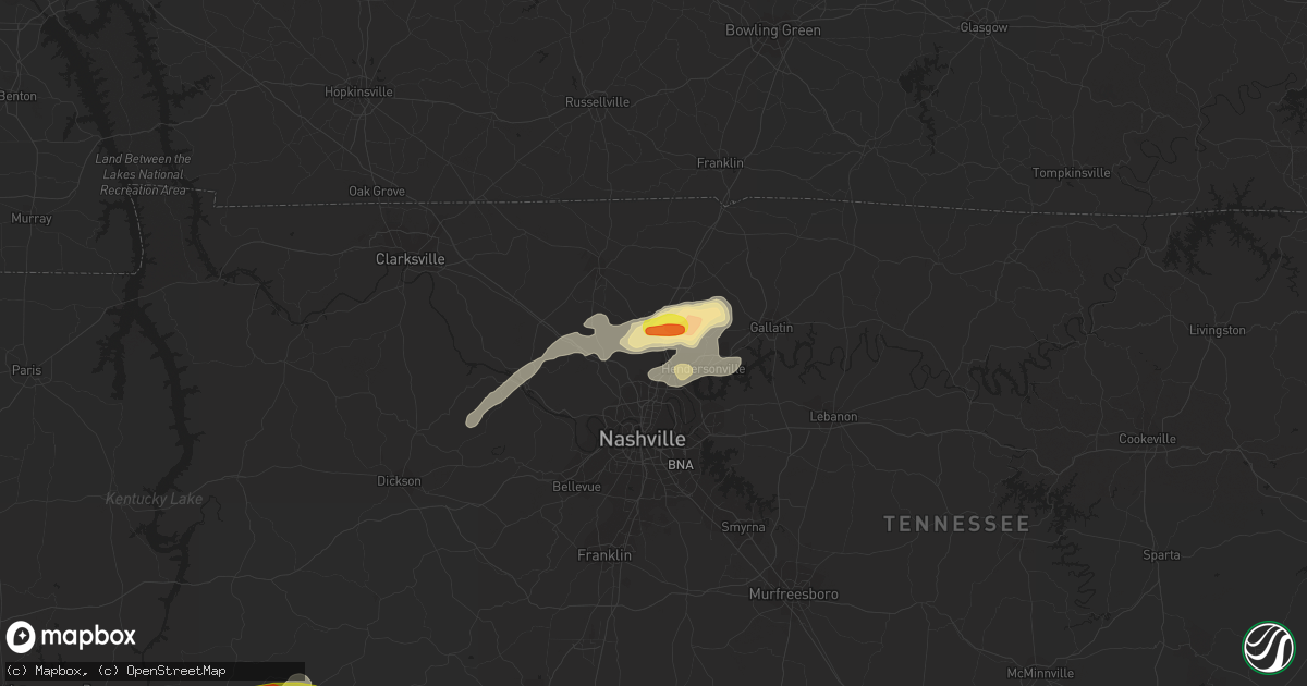Hail map in Goodlettsville, TN on March 27, 2017