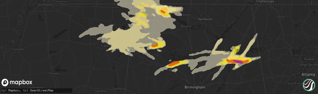 Hail map in Haleyville, AL on March 27, 2017