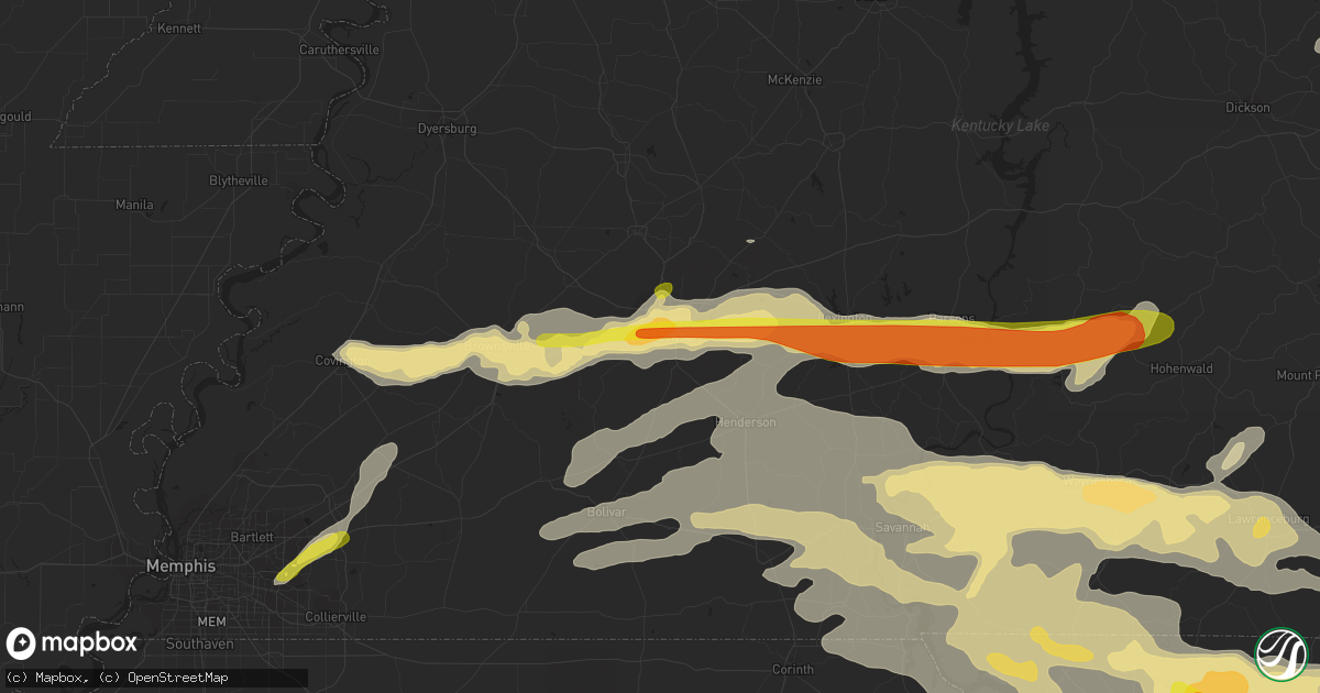 Hail map in Jackson, TN on March 27, 2017