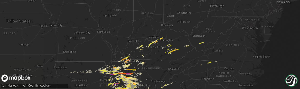 Hail map in Kentucky on March 27, 2017