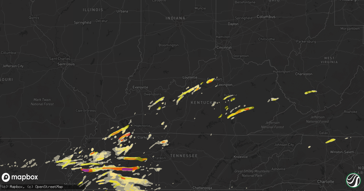 Hail map in Kentucky on March 27, 2017