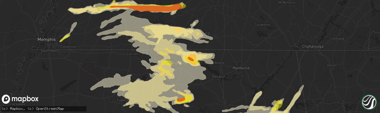 Hail map in Killen, AL on March 27, 2017