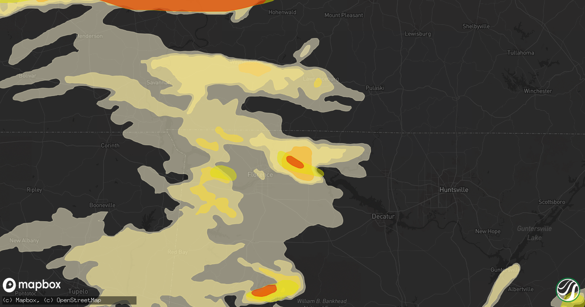 Hail map in Killen, AL on March 27, 2017