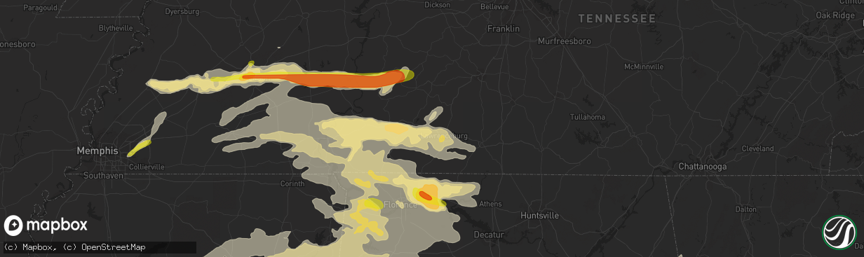 Hail map in Lawrenceburg, TN on March 27, 2017