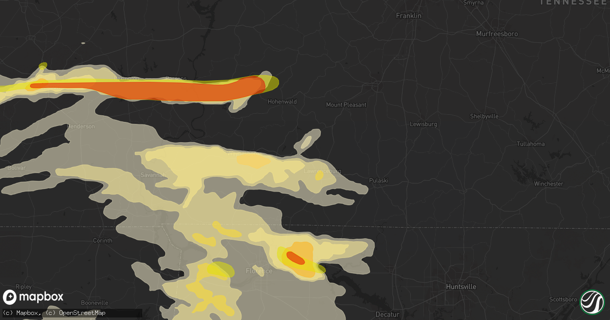 Hail map in Lawrenceburg, TN on March 27, 2017